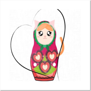 DOLL MATRIOSKA CAT HART Posters and Art